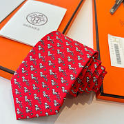Okify Hermes Red Silk Tie - 6