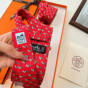 Okify Hermes Red Silk Tie - 4