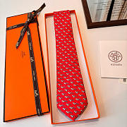 Okify Hermes Red Silk Tie - 3