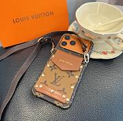 Okify Louis Vuitton Brown Card Holder Phone Case Crossbody Strap - 3