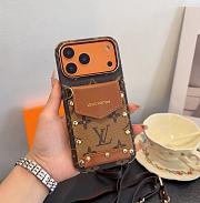 Okify Louis Vuitton Brown Card Holder Phone Case Crossbody Strap - 2