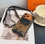 Okify Louis Vuitton Black Card Holder Phone Case Crossbody Strap - 3