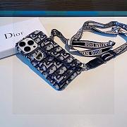 Okify Dior Black Card Holder Phone Case Crossbody Strap 28440 - 5