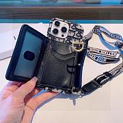 Okify Dior Black Card Holder Phone Case Crossbody Strap 28440 - 4