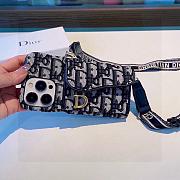 Okify Dior Black Card Holder Phone Case Crossbody Strap 28440 - 2