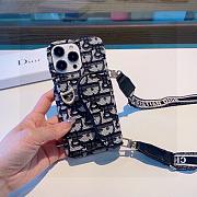 Okify Dior Black Card Holder Phone Case Crossbody Strap 28440 - 1