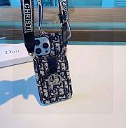 Okify Dior Black Card Holder Phone Case Crossbody Strap 28441 - 2