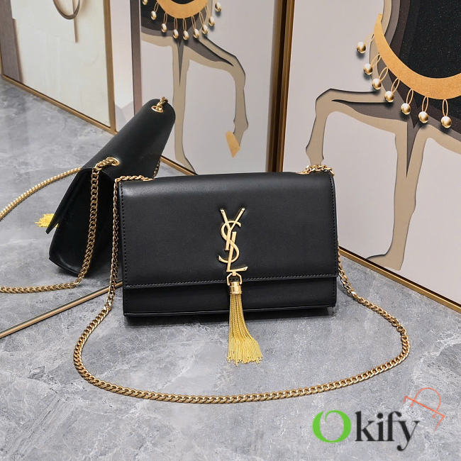 Okify YSL Monogram Kate Bag Black With Gold Tassel 24x14x4.5cm - 1