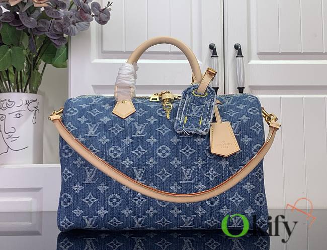 Okify Louis Vuitton Speedy Soft 30 Bag Denim M14430 30x21x17cm - 1