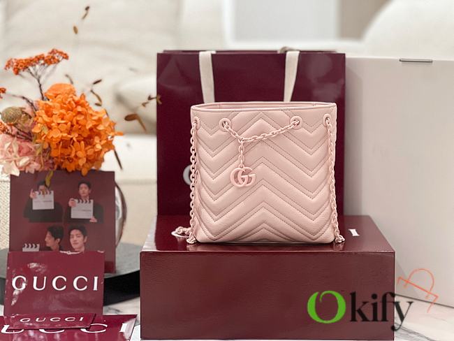 Okify Gucci Marmont Slim Bucket Bag Pink 17x16x6.5cm - 1