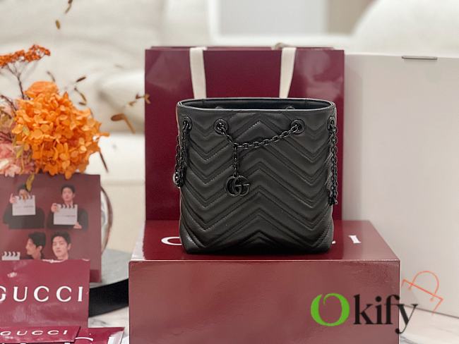 Okify Gucci Marmont Slim Bucket Bag Black 17x16x6.5cm - 1