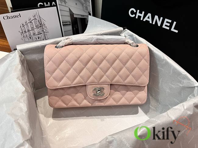 Okify CC Flap Bag Pink Caviar 25cm  - 1