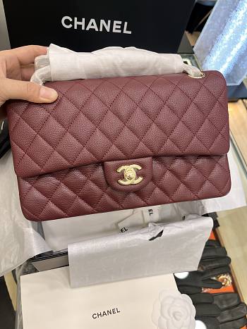 Okify CC Flap Bag Red Burgundy Caviar 25cm 