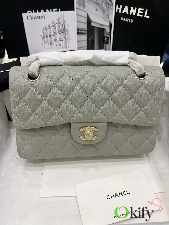 Okify CC Flap Bag Gray Caviar 23cm  - 1