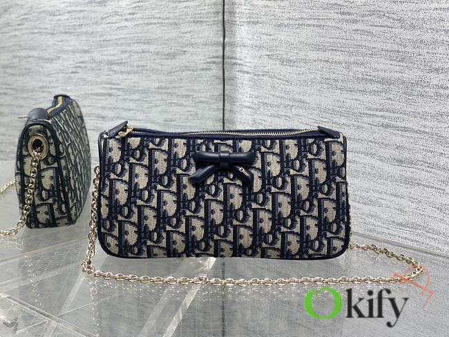 Okify Dior 2026 Bow Oblique Pouch With Chain 22x11.5x4.5cm - 1