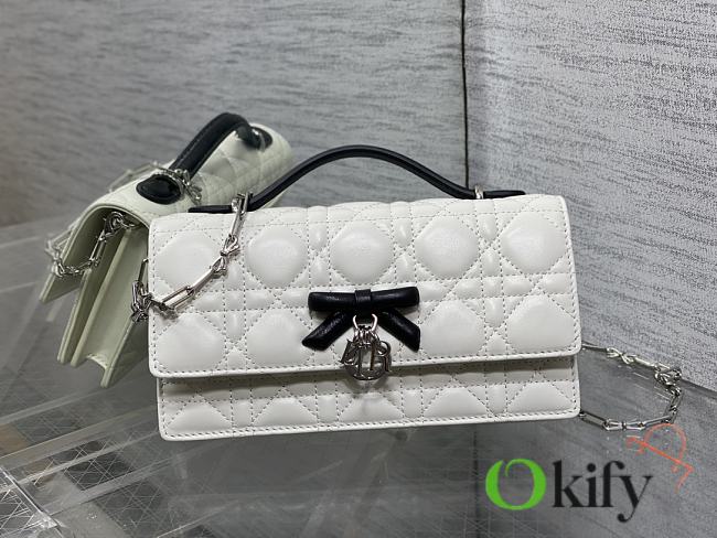 Okify Dior My Dior Mini Bag White And Black Bow 21x11x5cm - 1