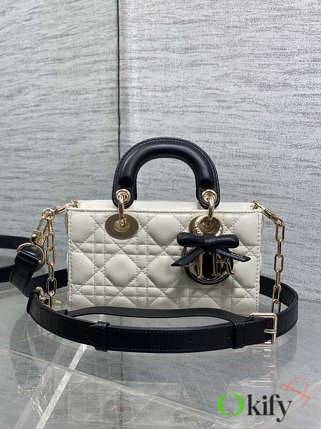 Okify Dior Lady D-joy Bag White And Black Bow 19x5.5x10.5cm - 1