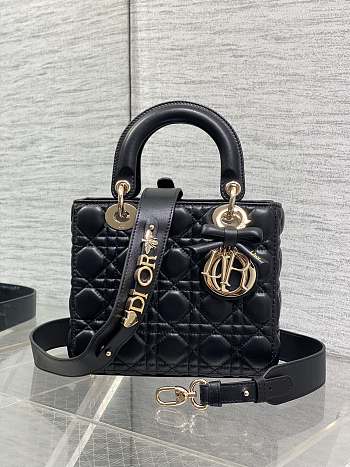 Okify Dior Lady Bag Black Bow With Letter Strap 20x17x8cm