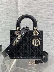 Okify Dior Lady Bag Black Patent Bow With Letter Strap 20x17x8cm - 1