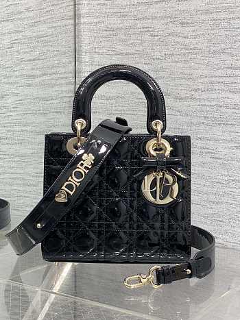 Okify Dior Lady Bag Black Patent Bow With Letter Strap 20x17x8cm