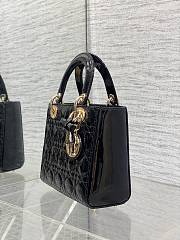 Okify Dior Lady Bag Black Patent Bow With Letter Strap 20x17x8cm - 3