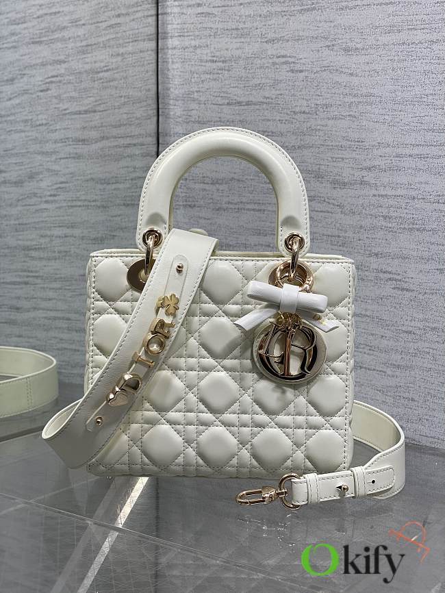 Okify Dior Lady Bag White Bow With Letter Strap 20x17x8cm - 1