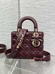 Okify Dior Lady Bag Red Burgundy Bow With Letter Strap 20x17x8cm - 1