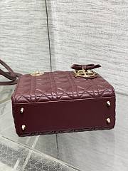 Okify Dior Lady Bag Red Burgundy Bow With Letter Strap 20x17x8cm - 2