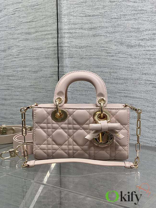 Okify Dior Lady D-joy Bag Light Pink Bow 19x5.5x10.5cm - 1