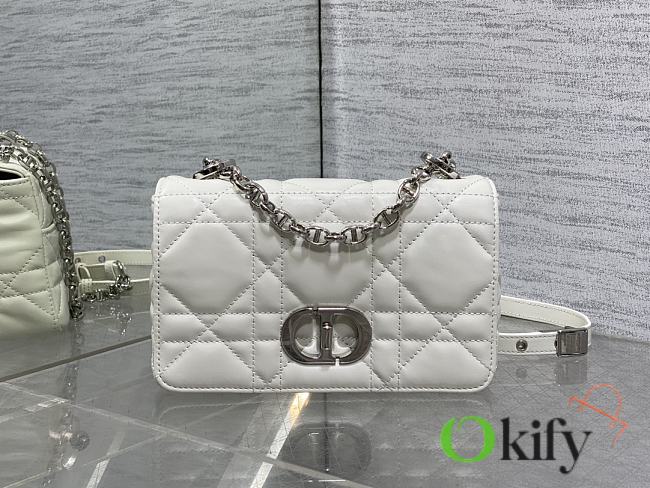 Okify Dior Caro Bag White Silver Hardware 20x13x7cm - 1