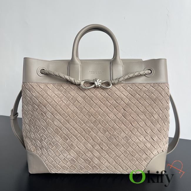 Okify Bottega Veneta Andiamo Bag Gray Suede And Leather 43x39x20cm - 1