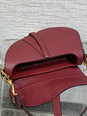 Okify Dior Saddle Bag In Dark Red Grain Leather 24x18x6cm - 4