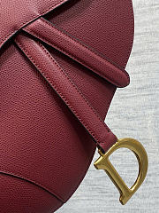 Okify Dior Saddle Bag In Dark Red Grain Leather 24x18x6cm - 2