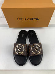 Okify Louis Vuitton Brown And Black Slides 9021 - 1