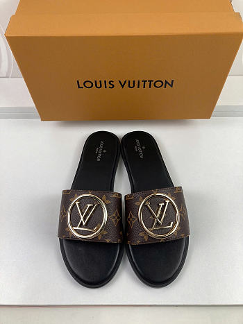 Okify Louis Vuitton Brown And Black Slides 9021