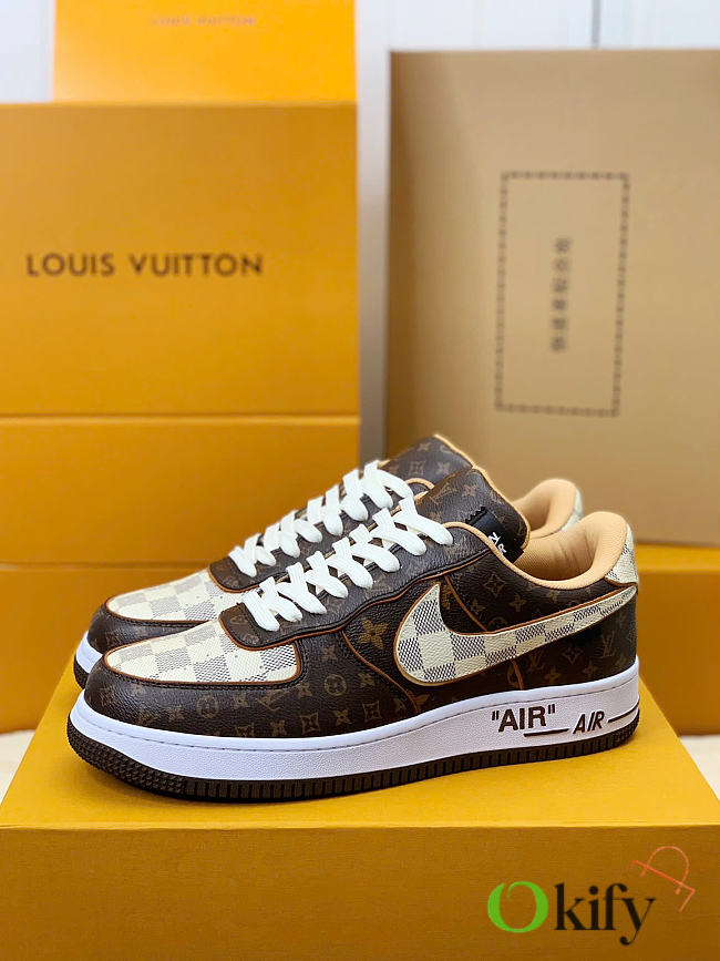 Okify Louis Vuitton x Nike Air Force 1 Low Damier Shoes  - 1