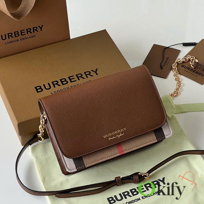 Okify Burberry Vintage Shoulder Bag In Brown 19x13.5x4.5cm - 1