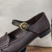 Okify MiuMiu Dark Brown Matte Loafers With Straps - 5