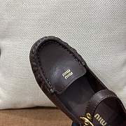 Okify MiuMiu Dark Brown Matte Loafers With Straps - 4
