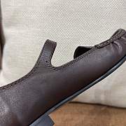 Okify MiuMiu Dark Brown Matte Loafers With Straps - 3