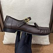 Okify MiuMiu Dark Brown Matte Loafers With Straps - 1