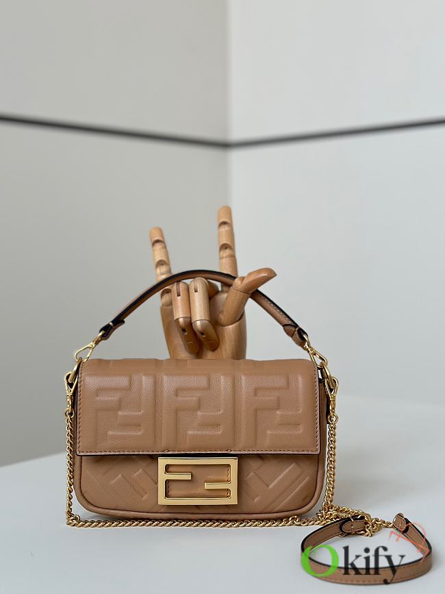 Okify Fendi Baguette Bag Light Brown Chain Strap 19x12x5cm  - 1