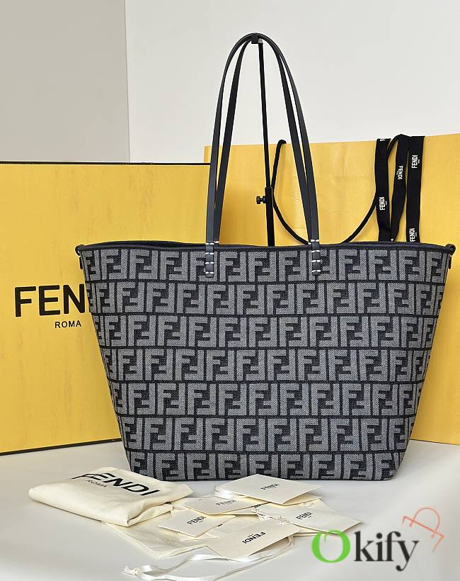 Okify Fendi Large Roll Shopper Bag Reversible Black 33x30x22cm - 1