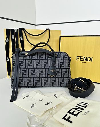 Okify Fendi Boston By The Way Soft Medium Bag Black Jacquard 28x18x12cm