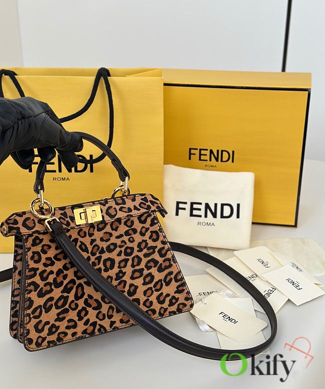 Okify Fendi Peekaboo ISeeU Leopard Bag 20x15x11cm - 1