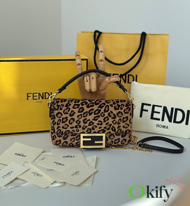 Okify Fendi Baguette Leopard Bag 19x12x5cm - 1
