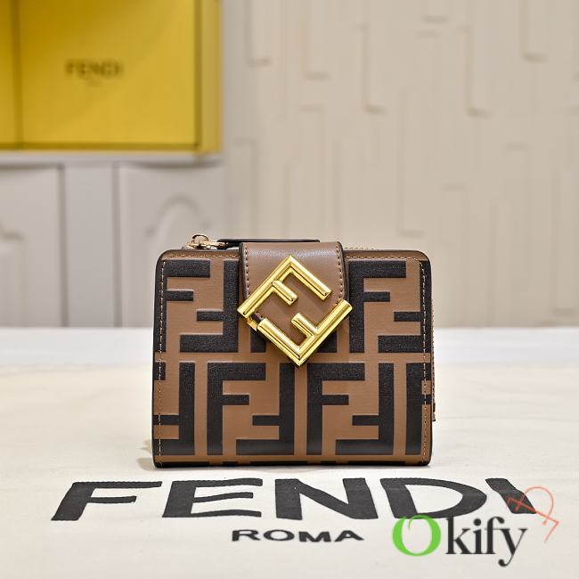Okify Fendi FF Brown Wallet 10x8x4cm  - 1
