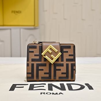Okify Fendi FF Brown Wallet 10x8x4cm 