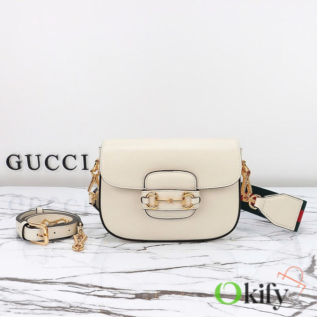 Okify Gucci Horsebit 1955 Small Shoulder Bag White 20.5x14x5cm - 1