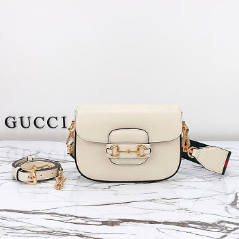 Okify Gucci Horsebit 1955 Small Shoulder Bag White 20.5x14x5cm